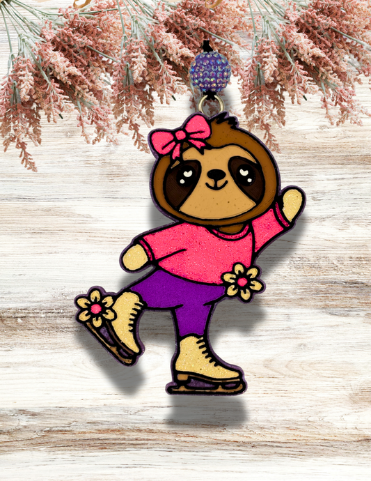 Freshie Skating Girl Sloth Pink Purple