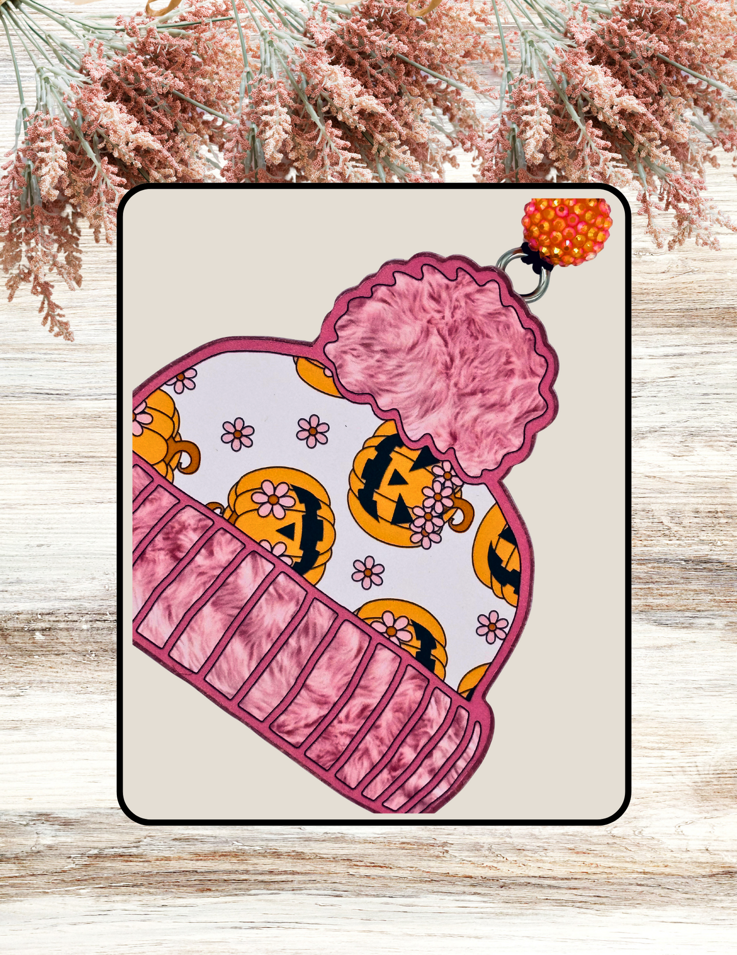 Freshie Beanie Hat Pumpkins Pink