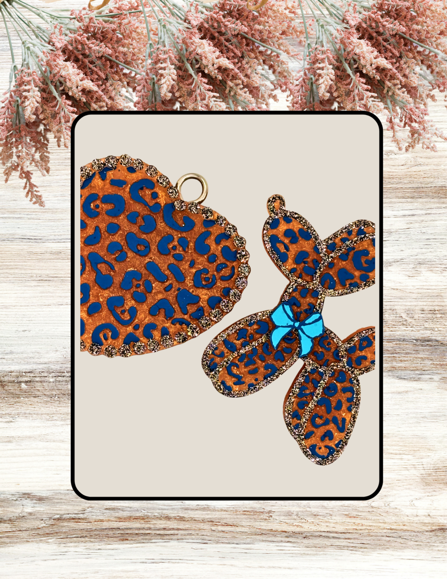 Freshie Leopard Heart and Balloon Dog Vent Clip Pair Blue Tan