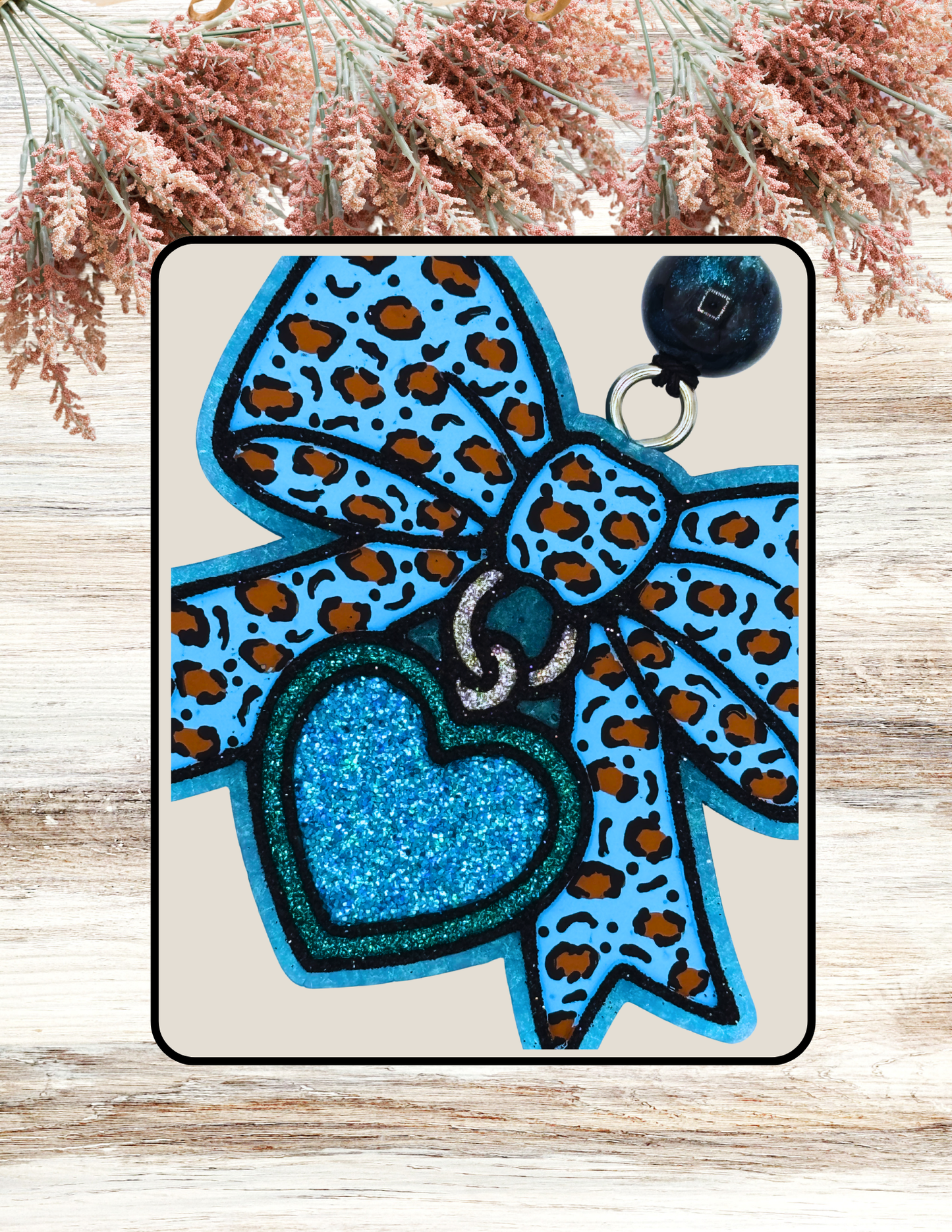 Freshie Leopard Bow and Locket Blue