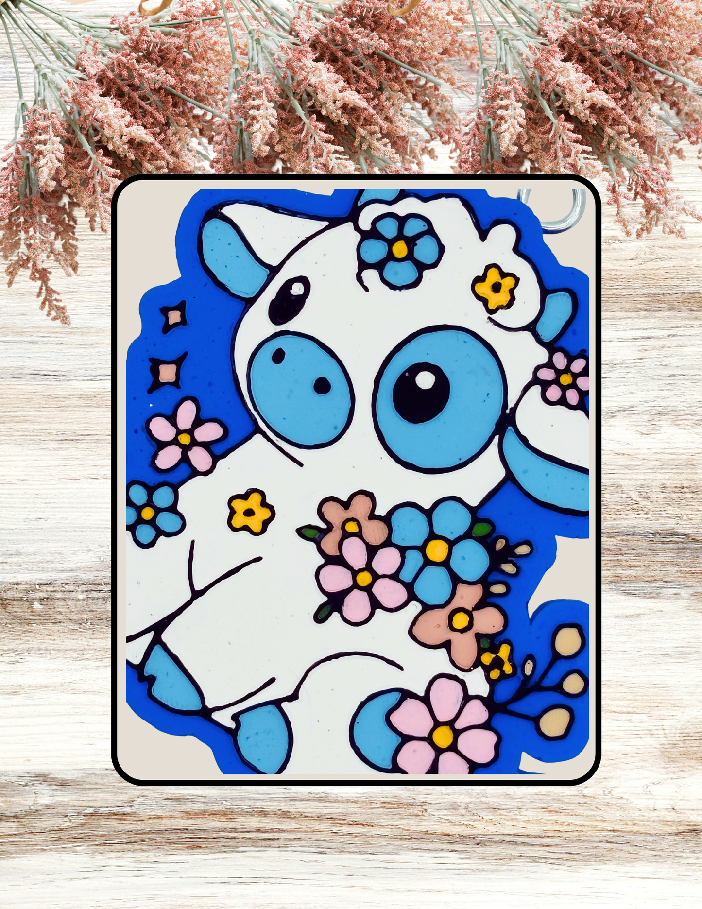 Freshie Cute Cow Floral Blue