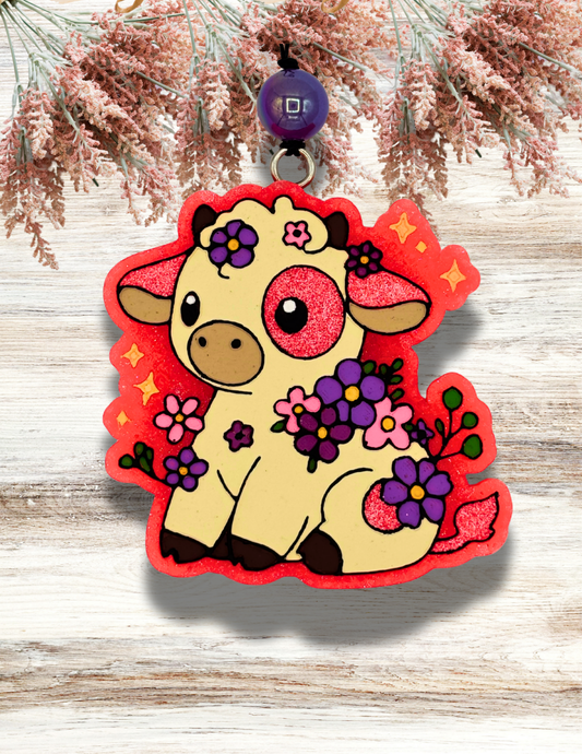Freshie Cute Cow Floral Coral
