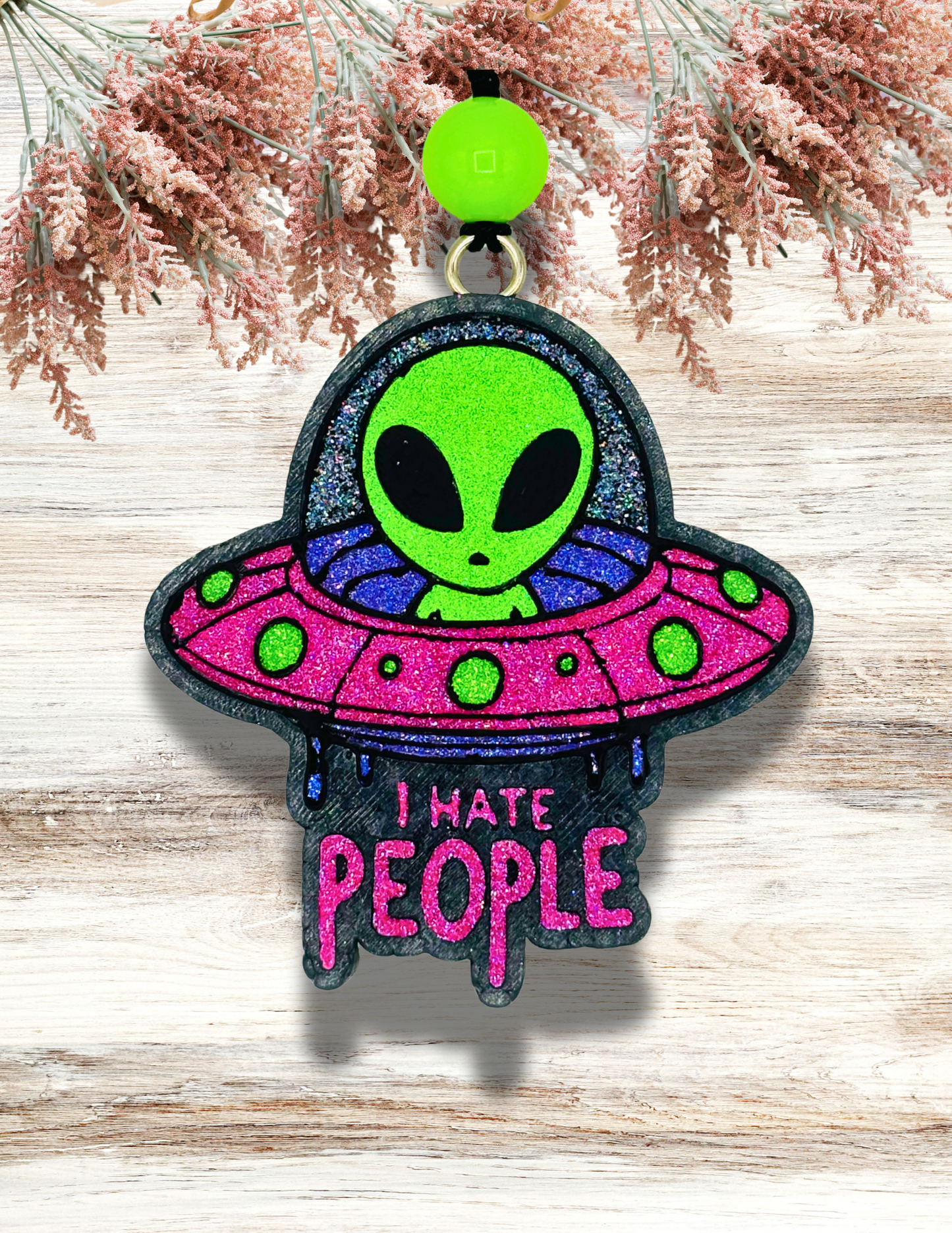 Freshie Alien I Hate People Neon Pink