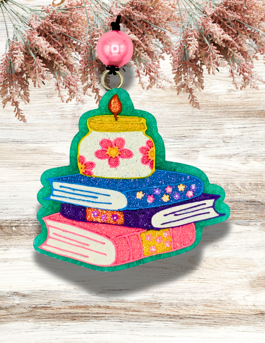 Freshie Book Stack White Pink Candle