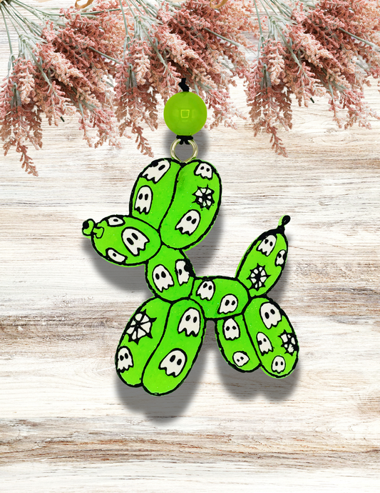 Freshie Balloon Dog with Ghosts Neon Green
