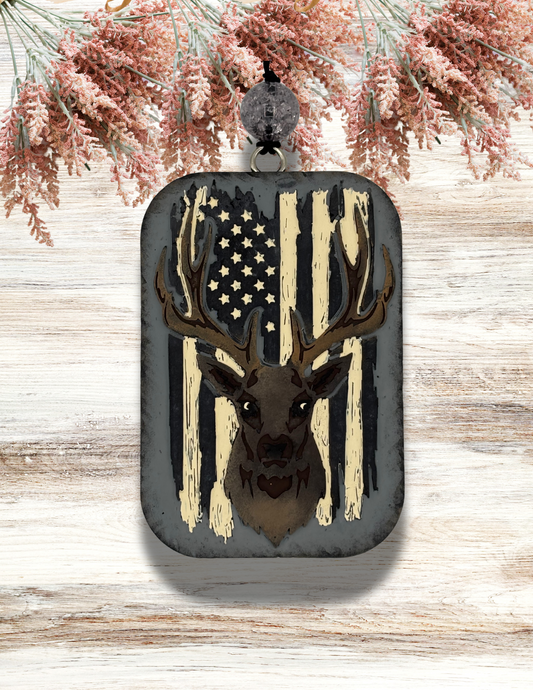 Freshie Deer Distressed Flag Gray