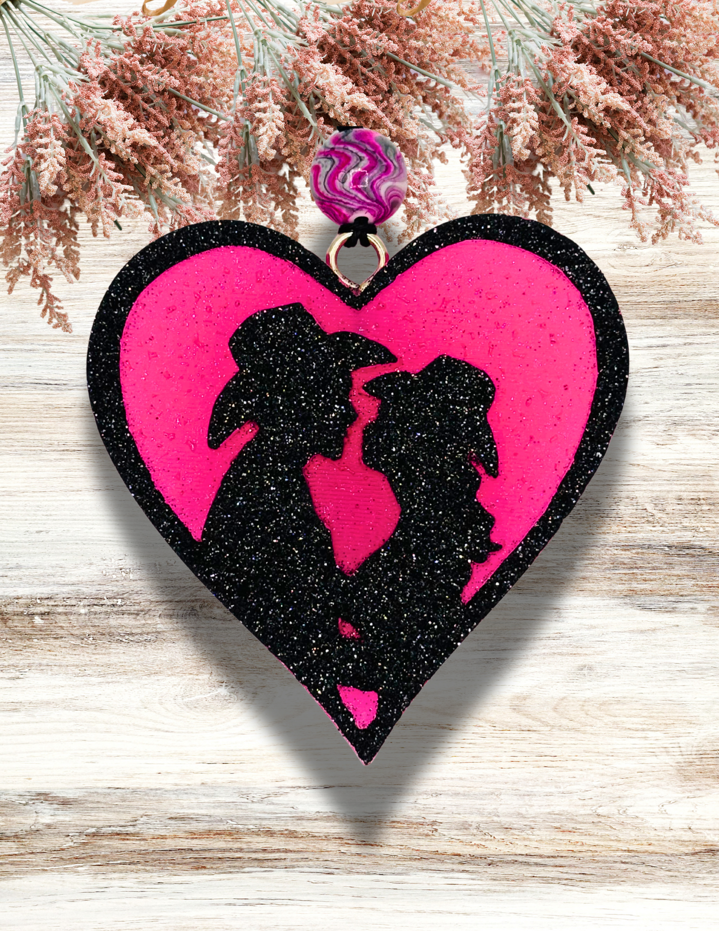 Freshie Cowboy Couple Heart Hot Pink