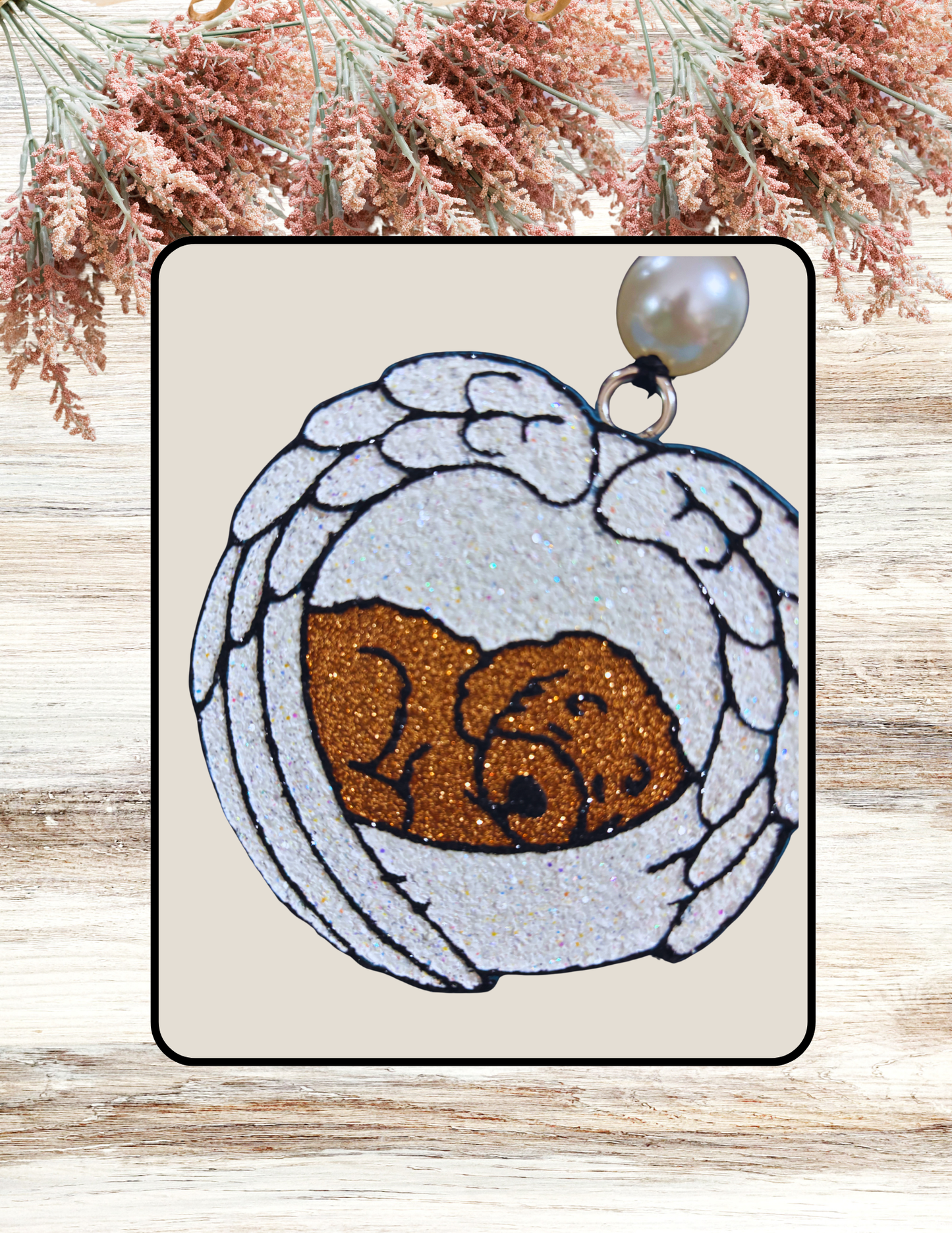 Freshie Dog Wrapped in Angel Wings Tan White