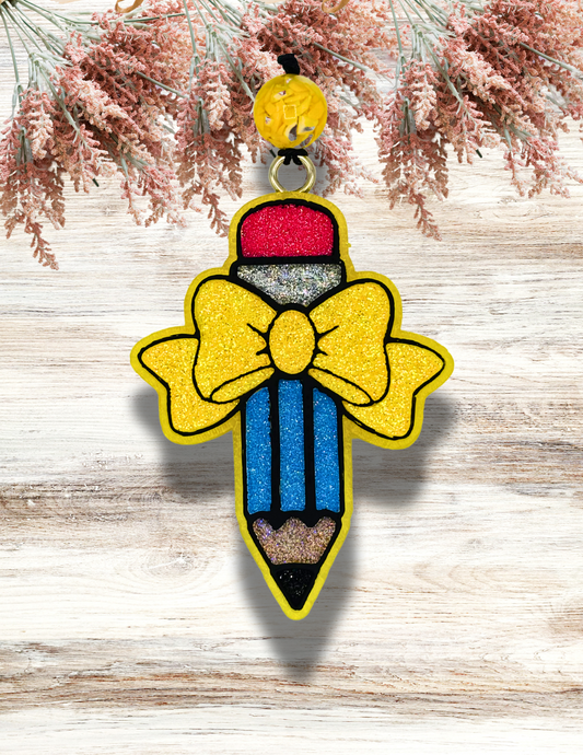 Freshie Pencil Bow Yellow Blue