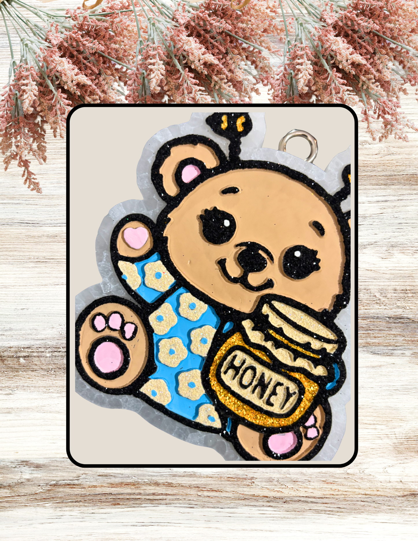 Freshie Bear in Floral PJ with Honey Pot Blue