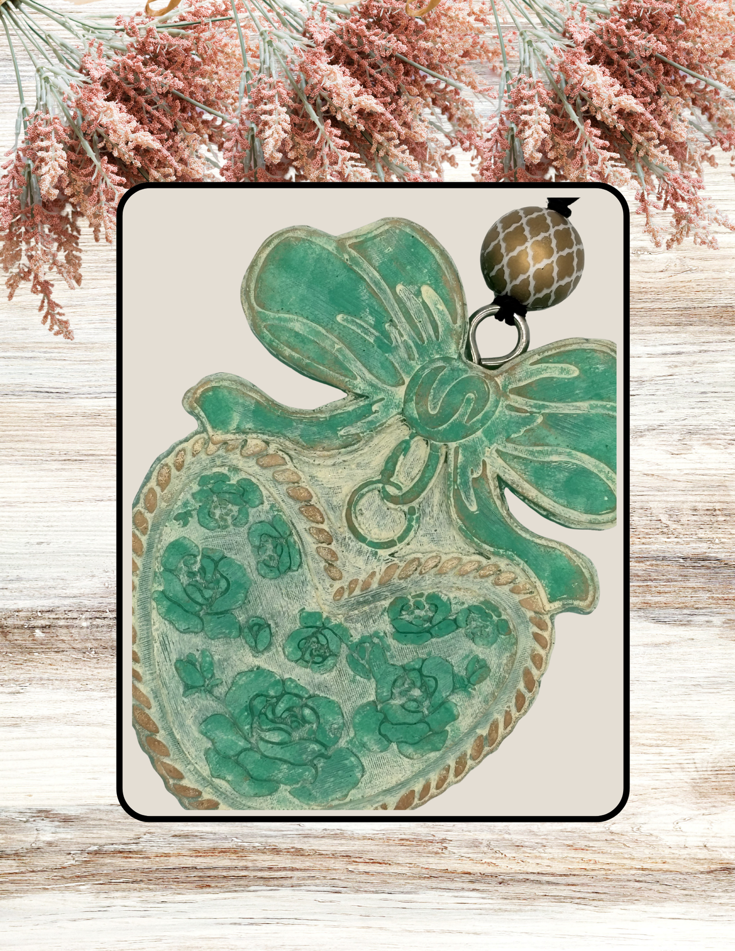 Freshie Floral Heart Locket with Bow Teal