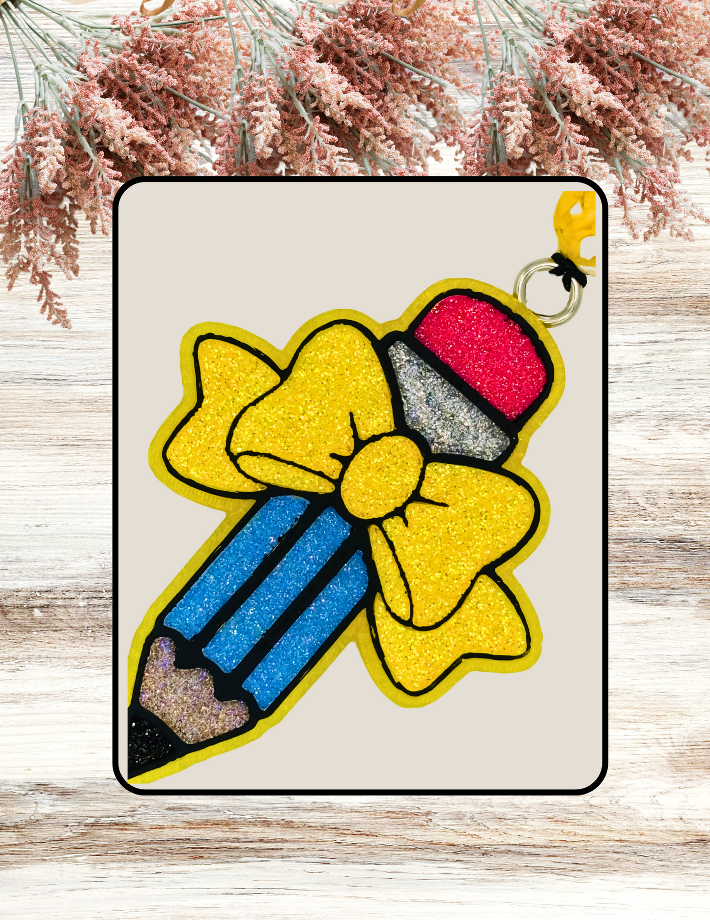 Freshie Pencil Bow Yellow Blue