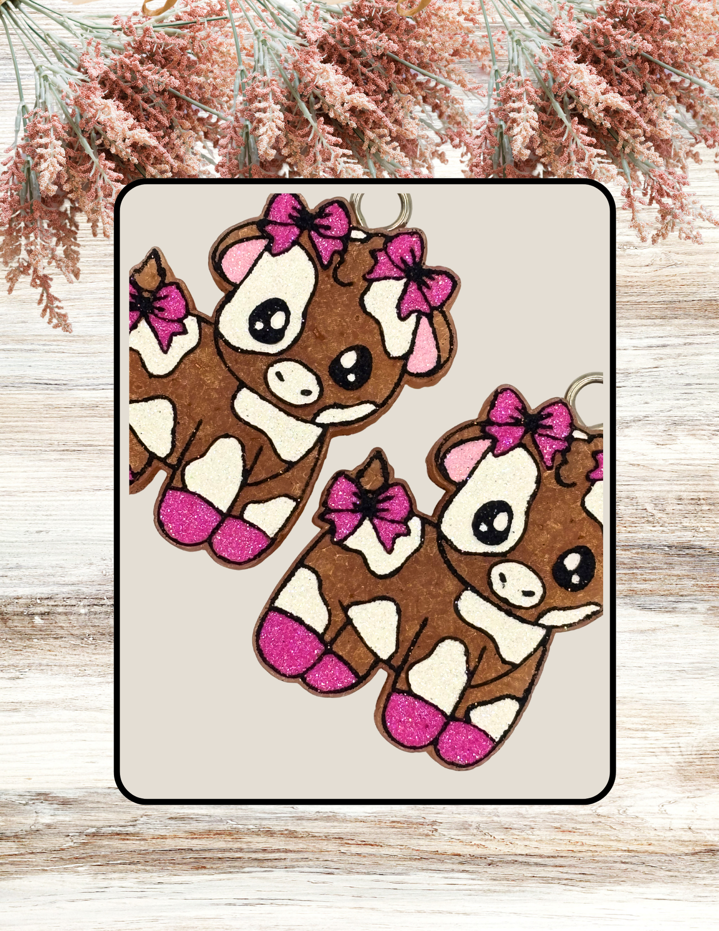 Freshie Cow With Bows Vent Clip Pair Pink