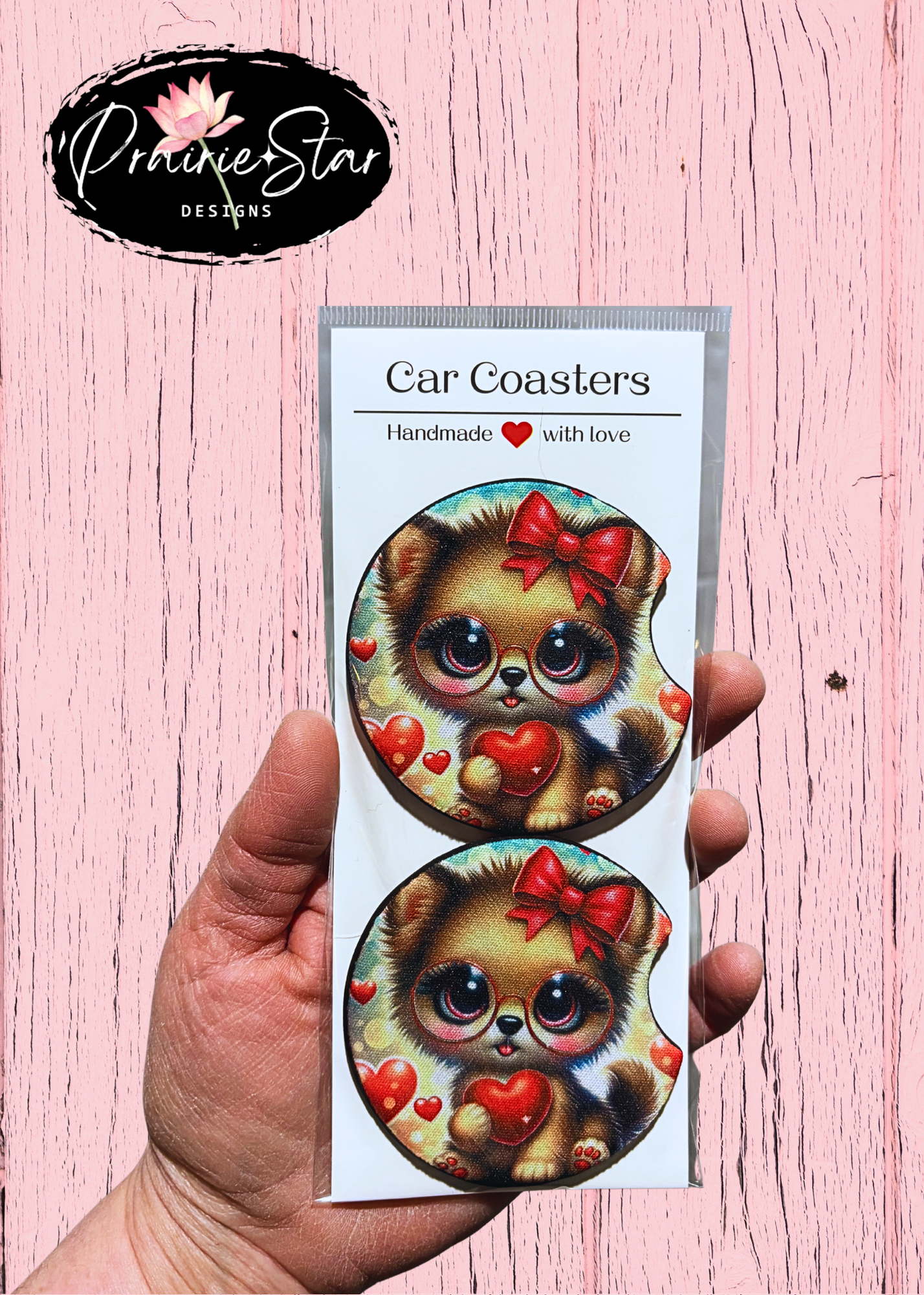 Car Coaster Cute Cat with Heart