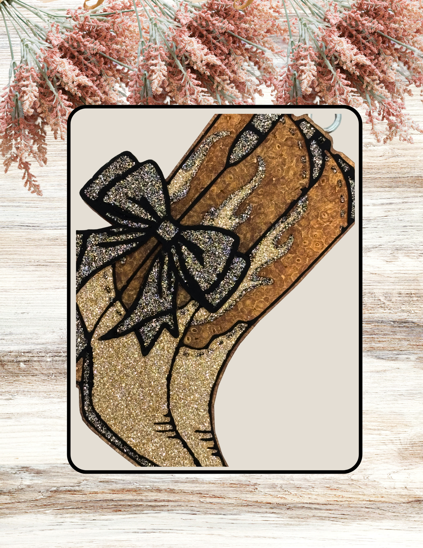 Freshie Flame Cowgirl Boots Bow Gold Black