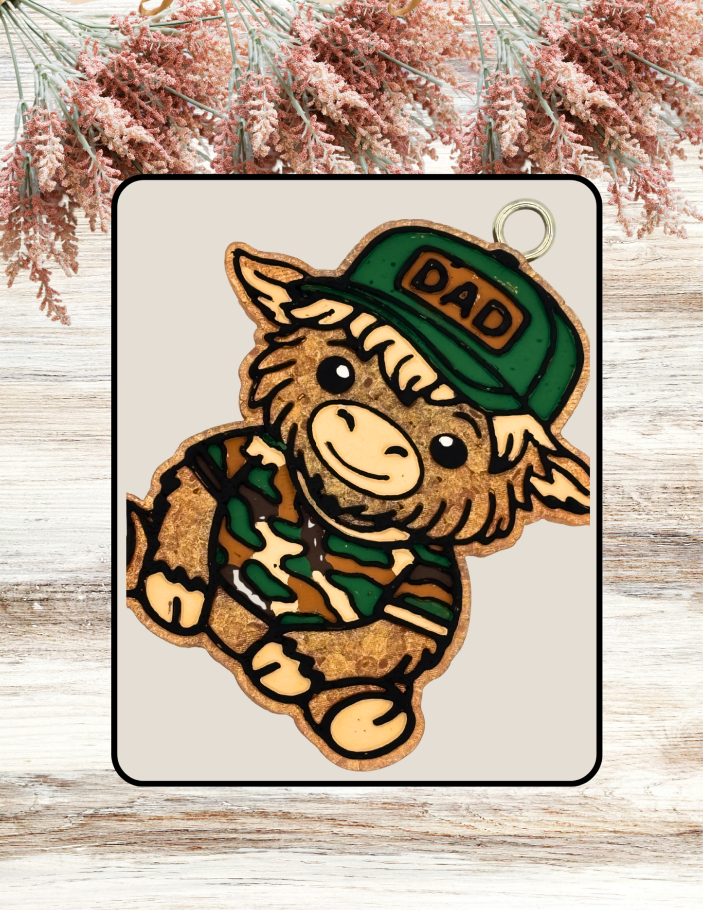 Freshie Highland Cow Dad Green Camo