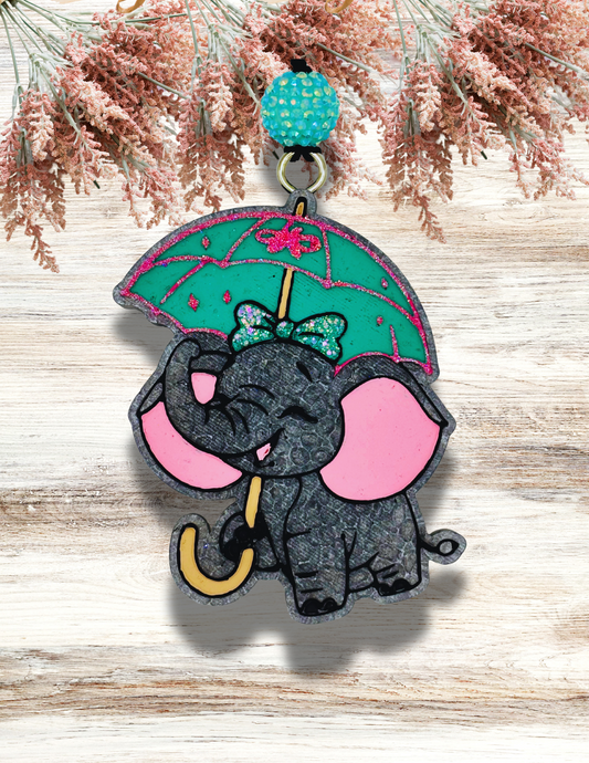 Freshie Elephant with Teal Umbrella