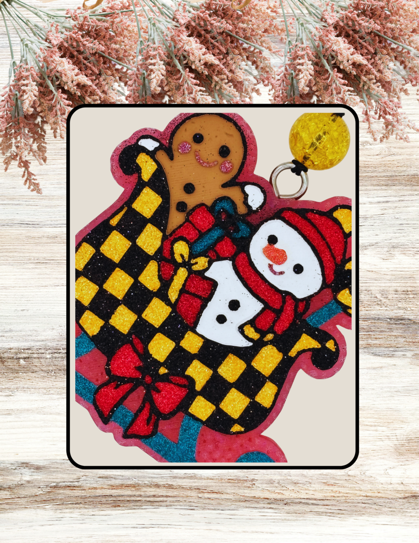 Freshie Snowman Gingerbread Checkered Sleigh Yellow Black