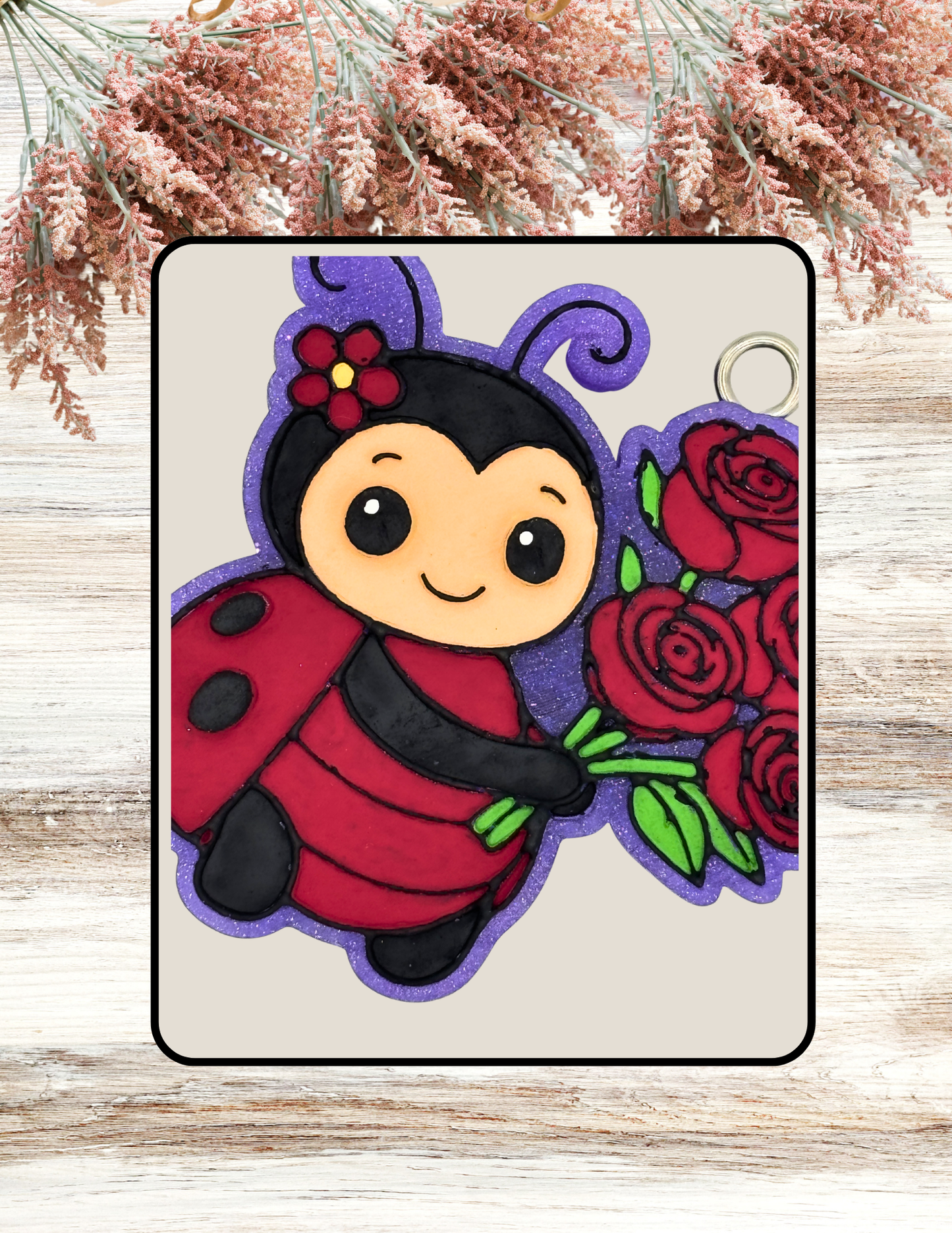Freshie Cute Ladybug with Red Roses