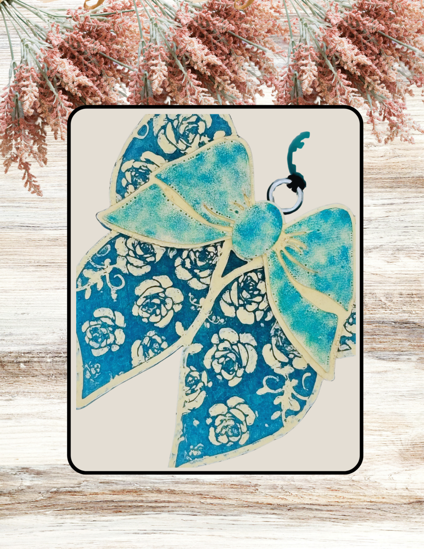 Freshie Floral Double Coquette Bow Turquoise Cream