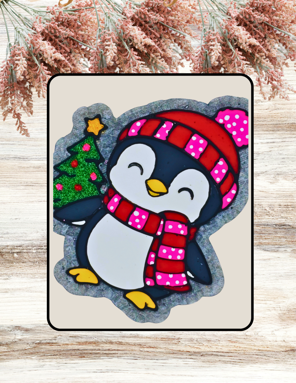 Freshie Penguin Hat Scarf Christmas Tree Pink Red