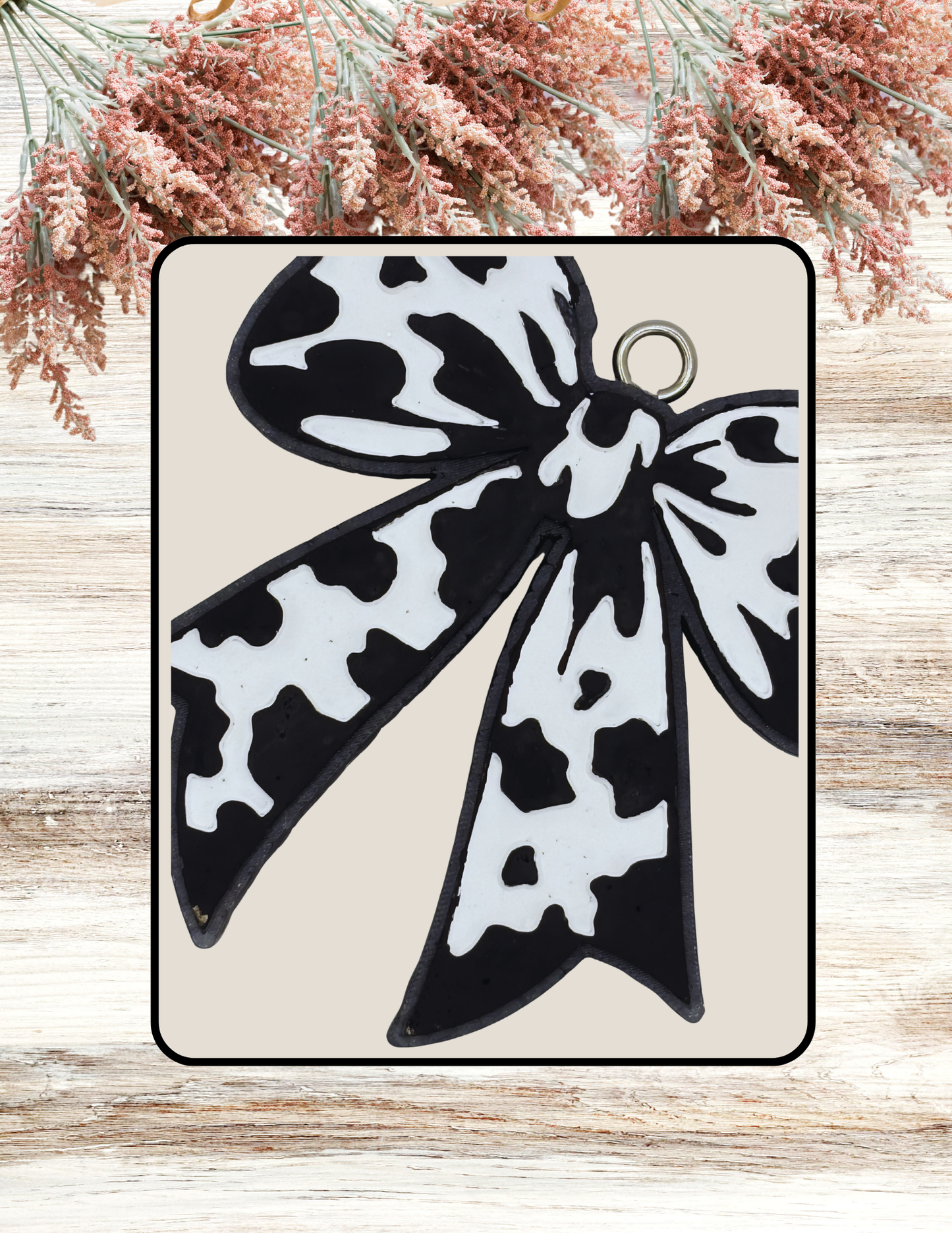 Freshie Cow Print Bow Coquette Black