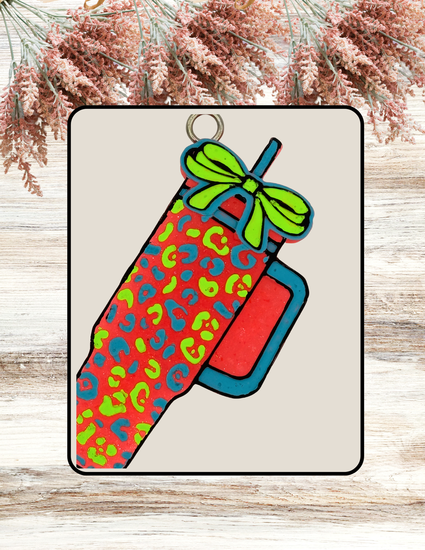Freshie Leopard Tumbler Neon Green Blue