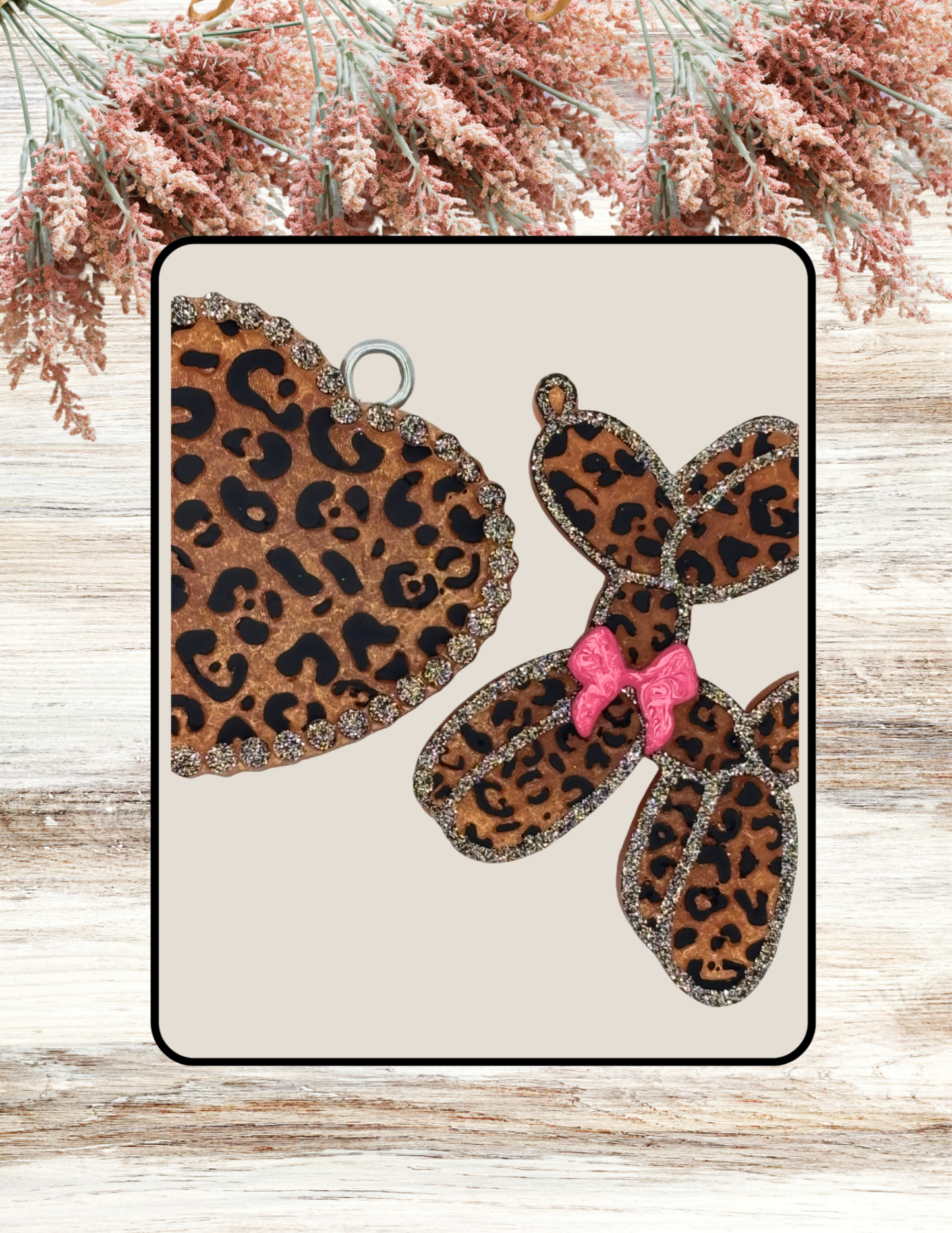 Freshie Leopard Heart and Balloon Dog Vent Clip Pair Black Tan
