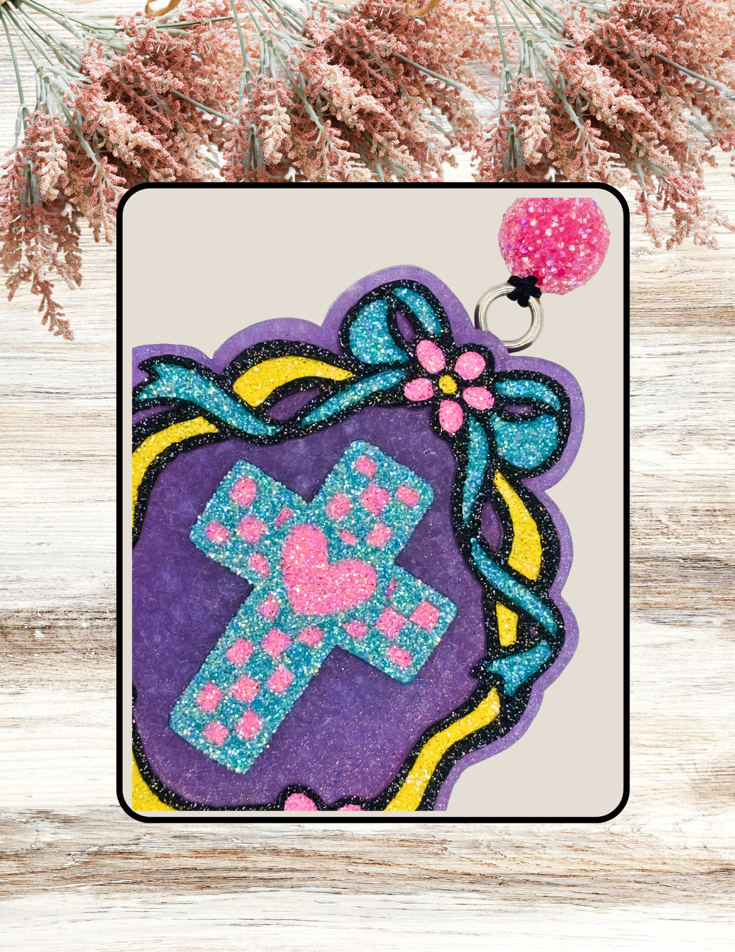 Freshie Checkered Cross Coquette Bow Pastel