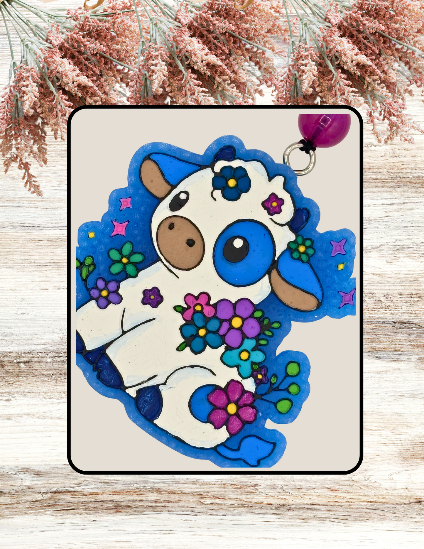 Freshie Cute Cow Floral Blue