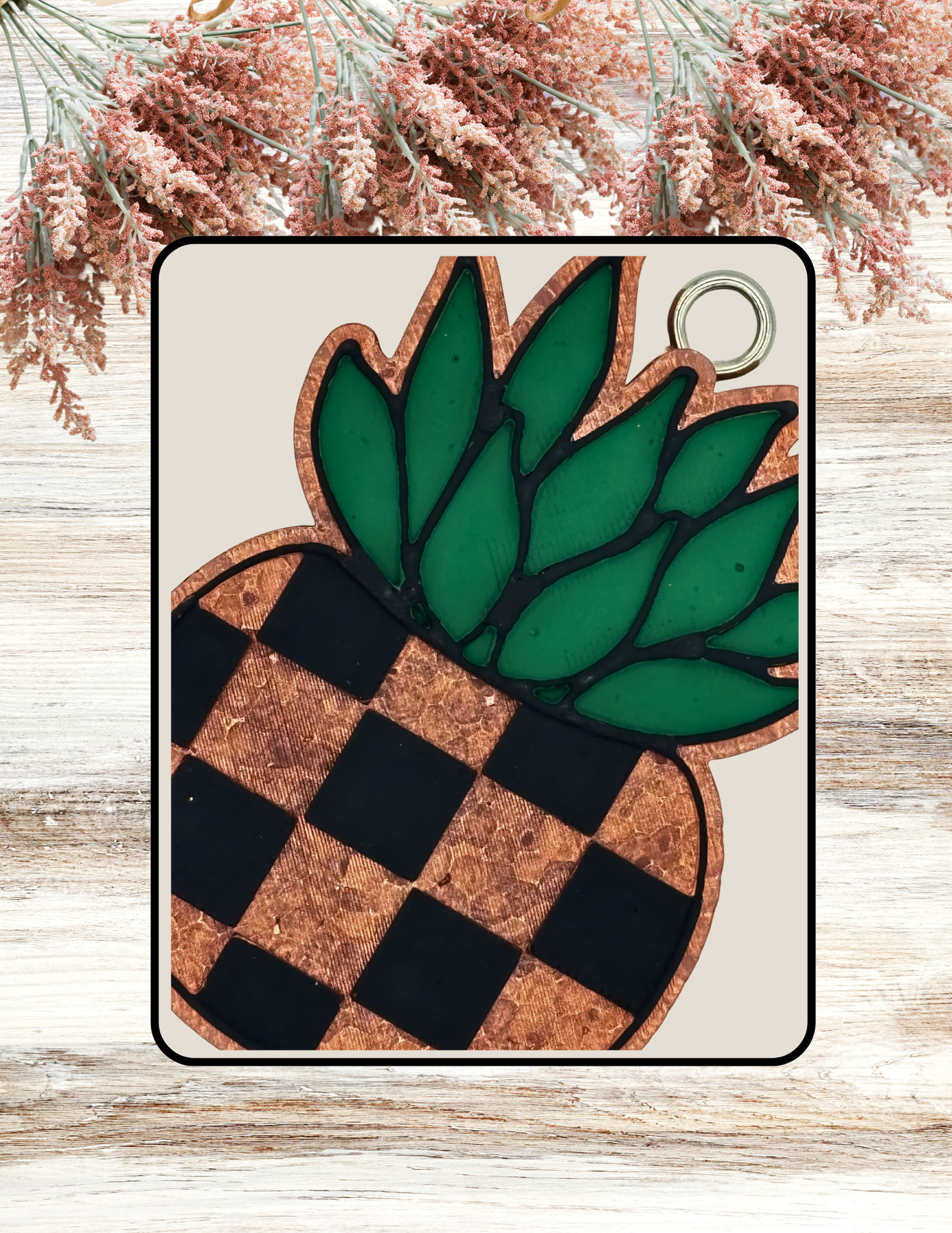 Freshie Succulent Checkered Pot Copper Black