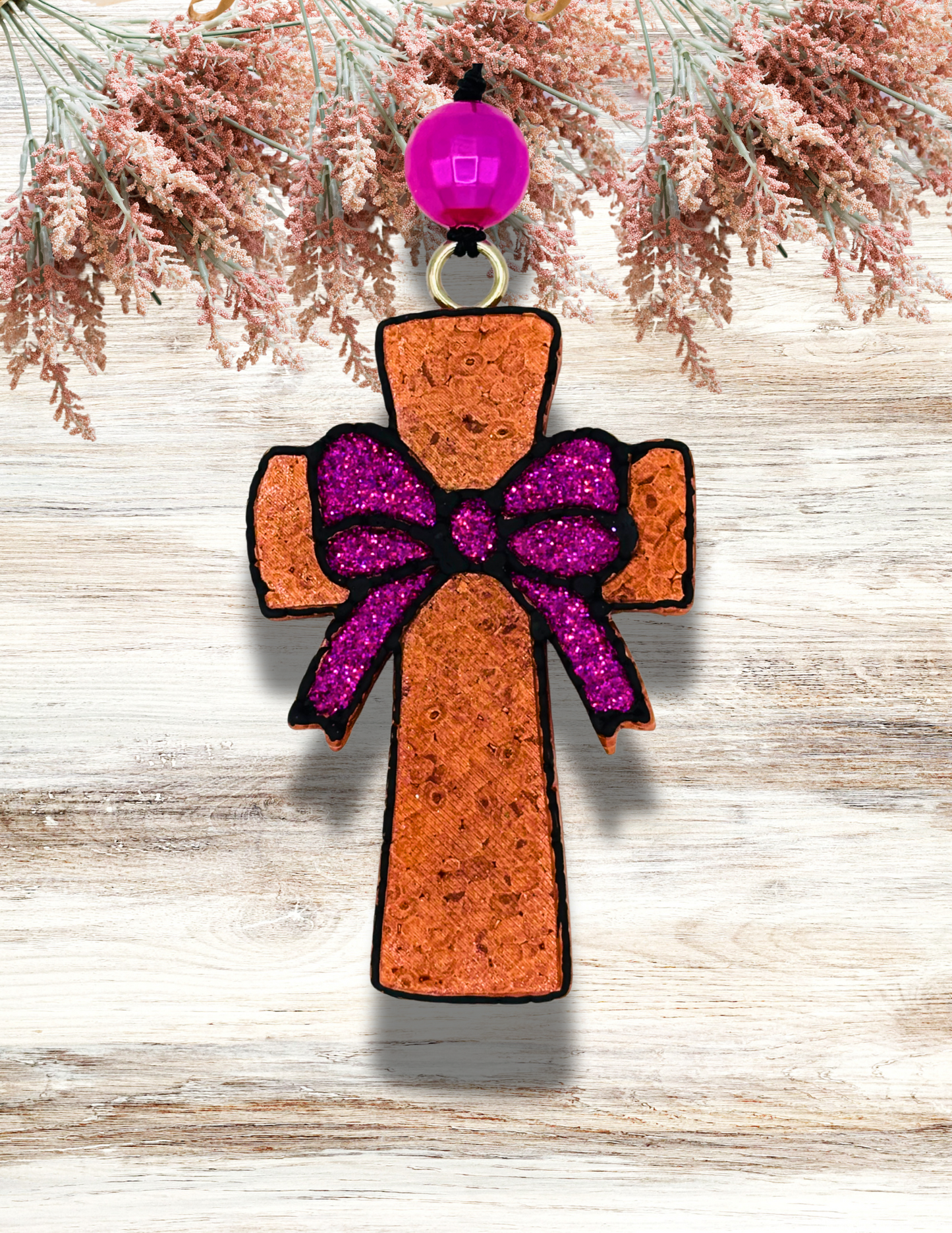 Freshie Cross with Bow Magenta