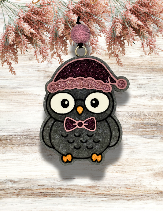 Freshie Owl Santa Hat Rose Gold Plum
