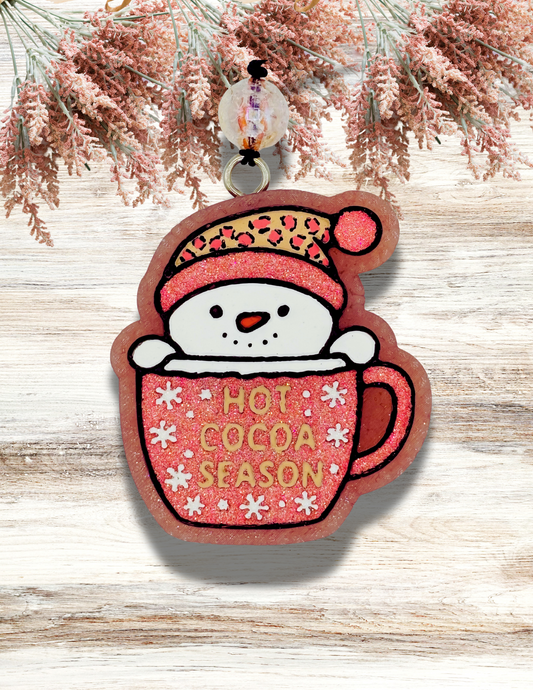 Freshie Snowman Cup Hot Cocoa Season Coral Leopard