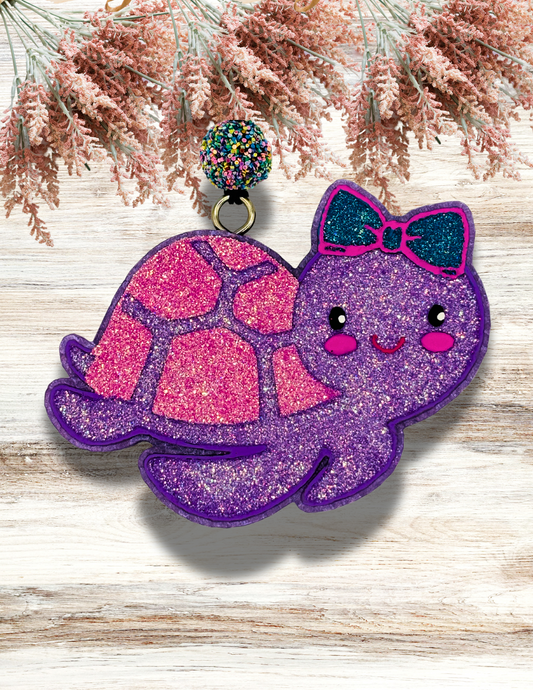 Freshie Turtle with Bow Purple Pink