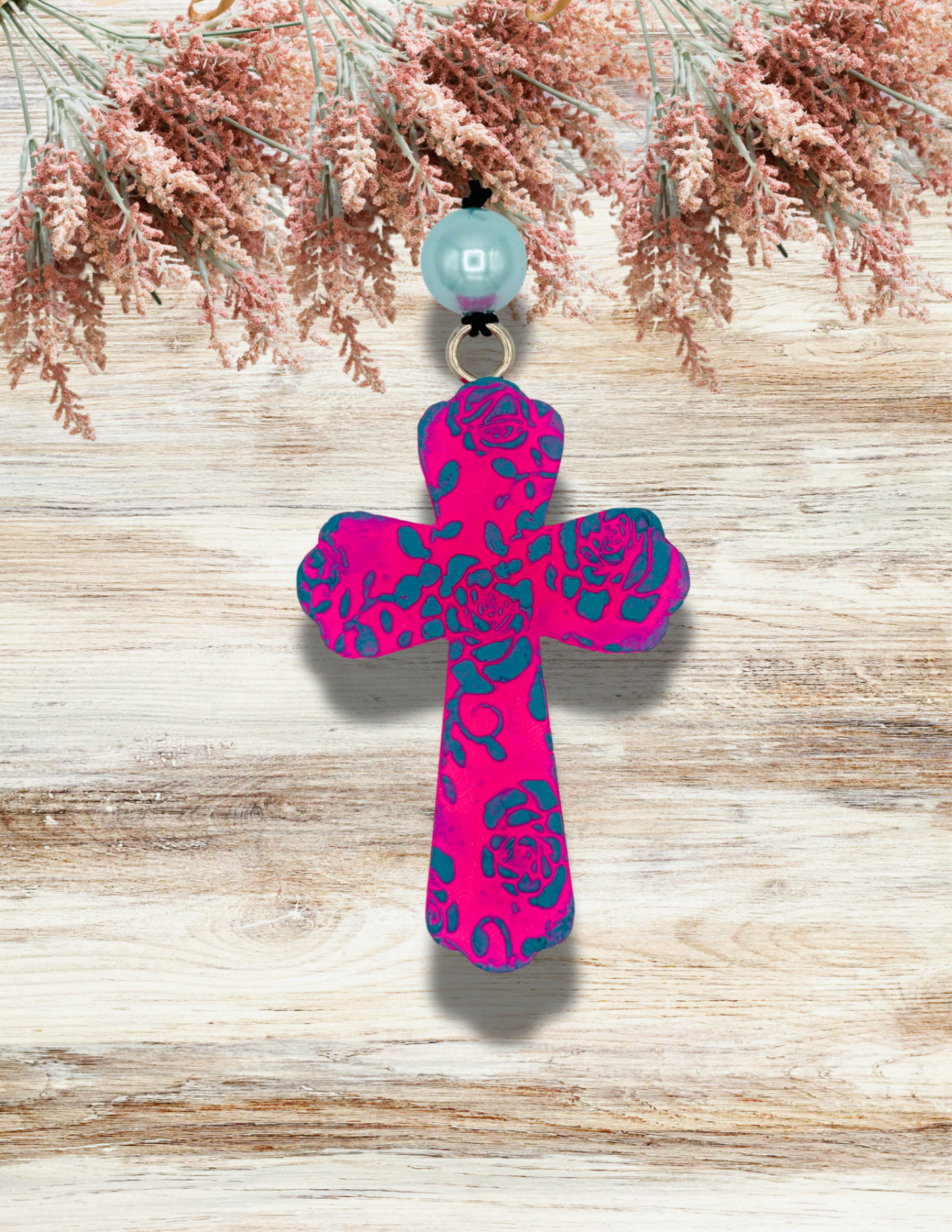 Freshie Floral Cross Pink Teal
