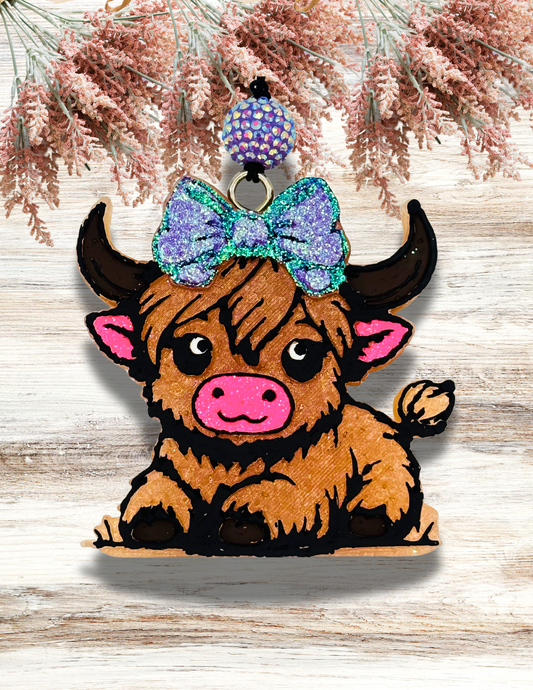 Freshie Baby Highland Cow Purple Bow