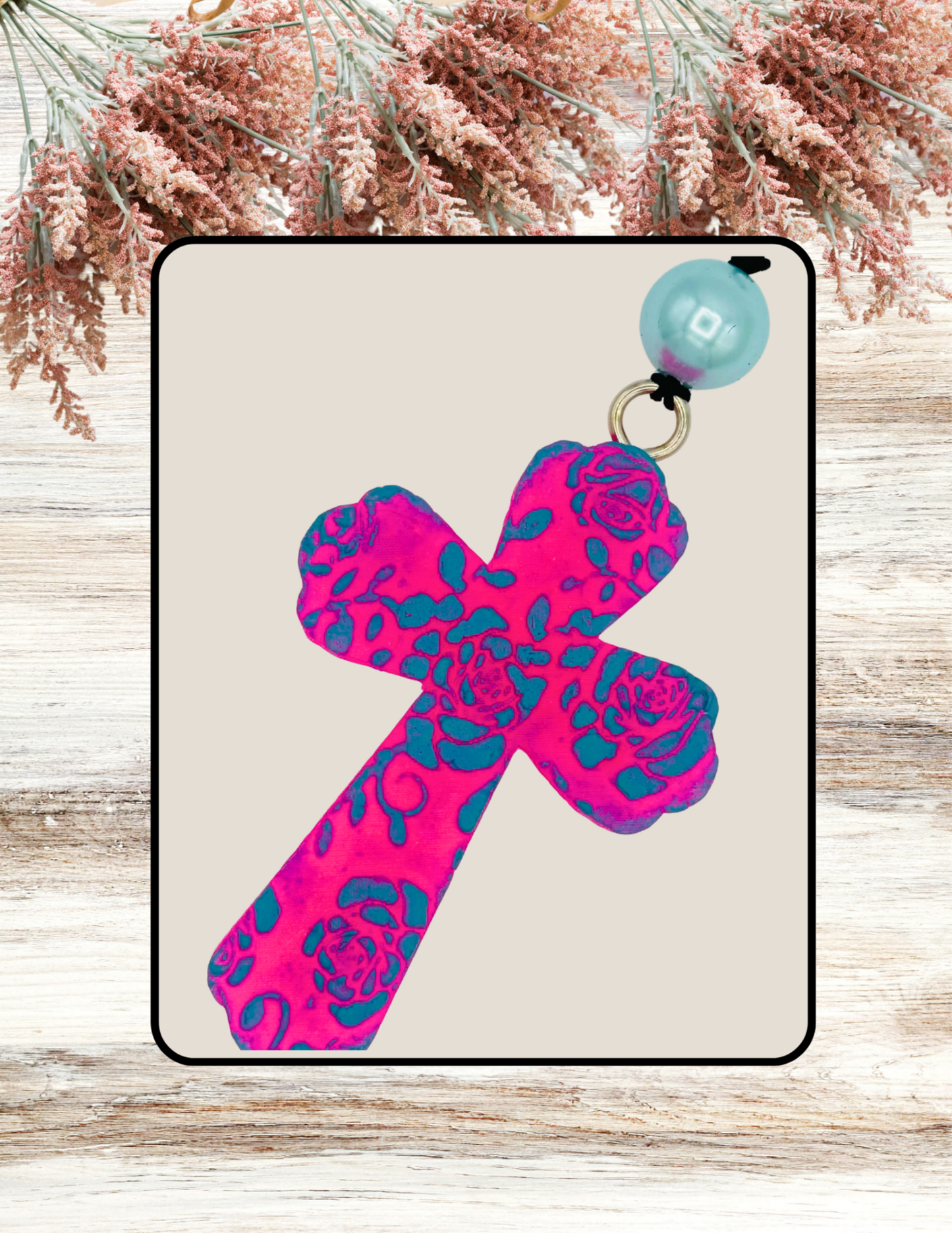 Freshie Floral Cross Pink Teal