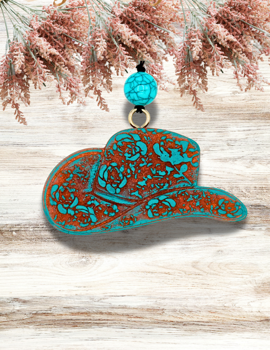 Freshie Cowgirl Floral Hat Tan Teal