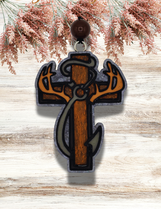 Freshie Fishing Hunting Cross Brown