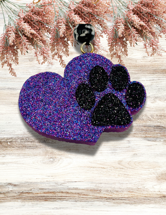 Freshie Paw Heart Purple & Black