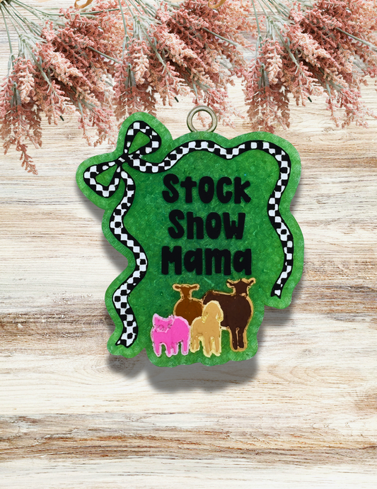 Freshie Stock Show Mama Checkered Bow Teal Black