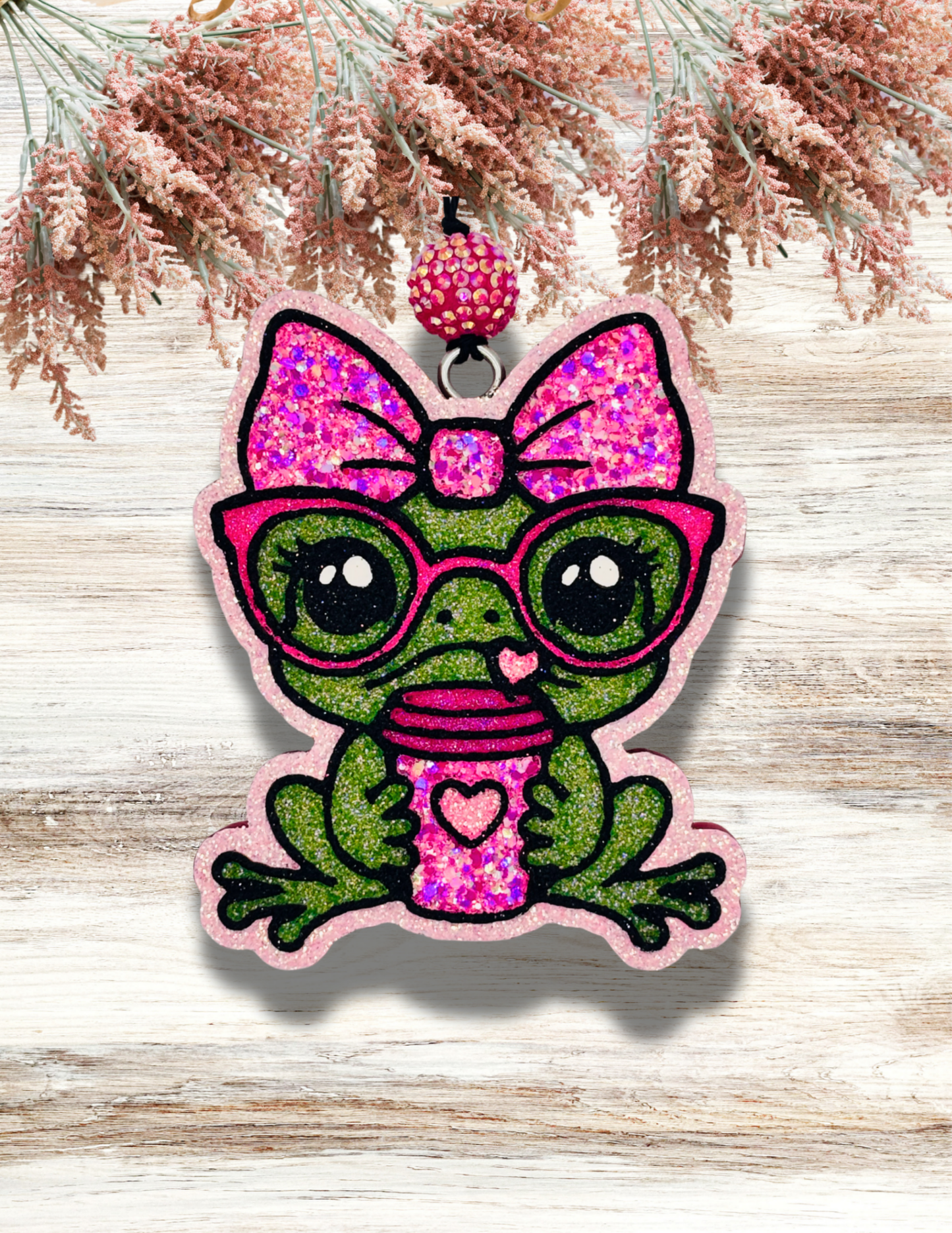 Freshie Bow Frog with Drink Pink