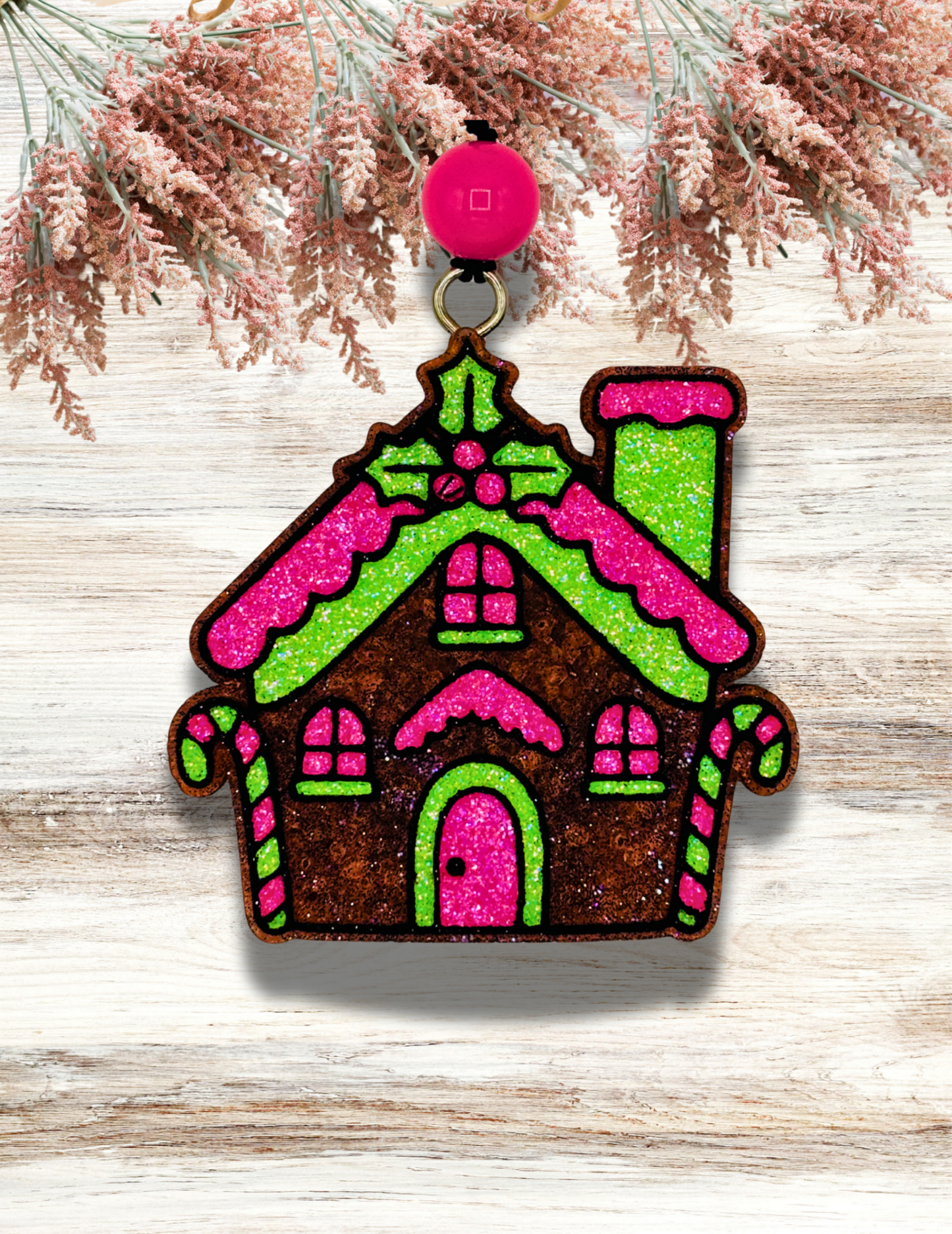 Freshie Gingerbread House Neon Pink Green