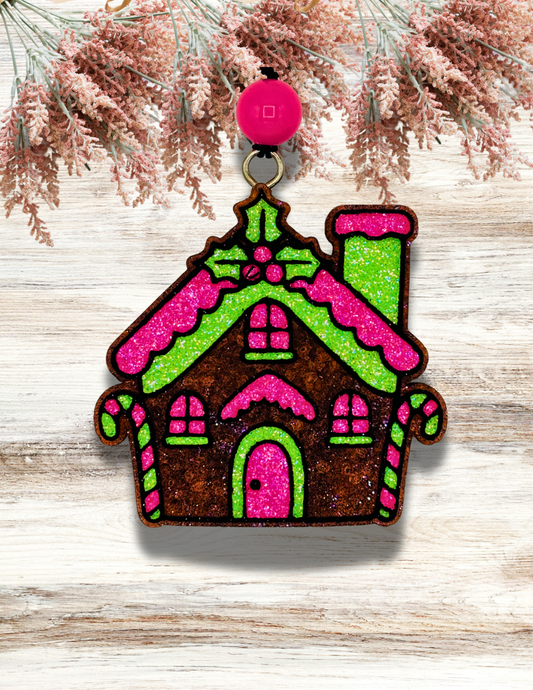 Freshie Gingerbread House Neon Pink Green