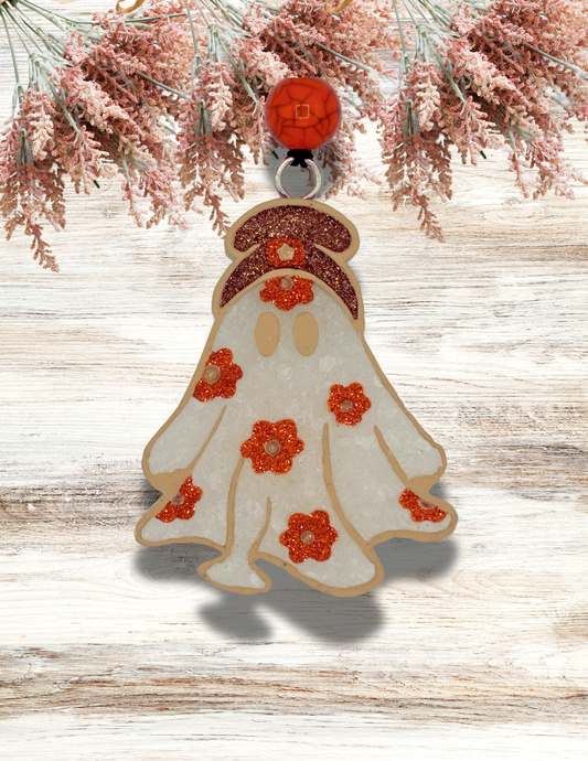 Freshie Floral Beanie Ghost Orange