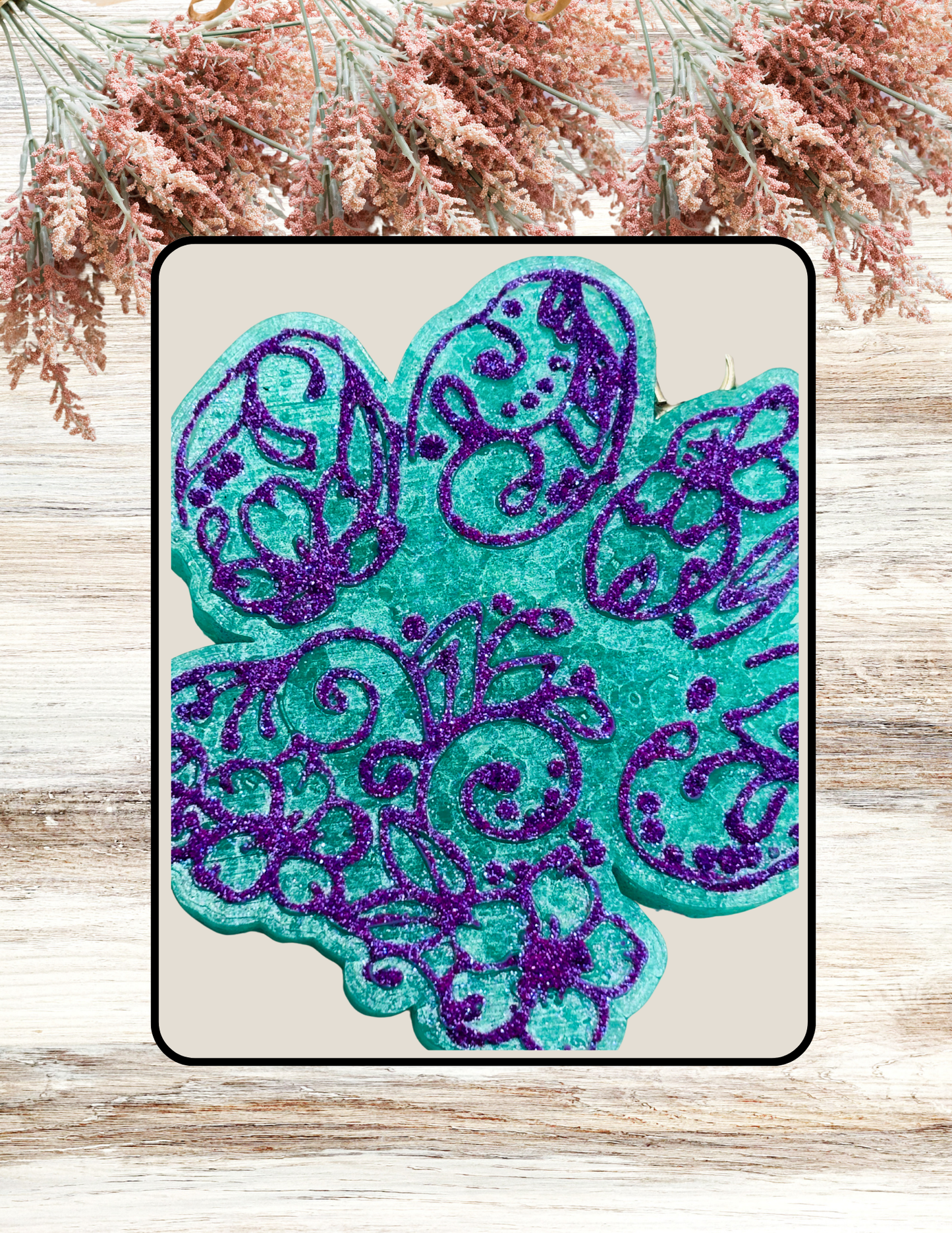 Freshie Paw Floral Scroll Teal Purple