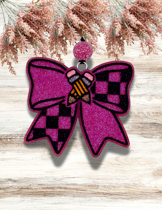 Freshie Pencils Check Bow Pink Black