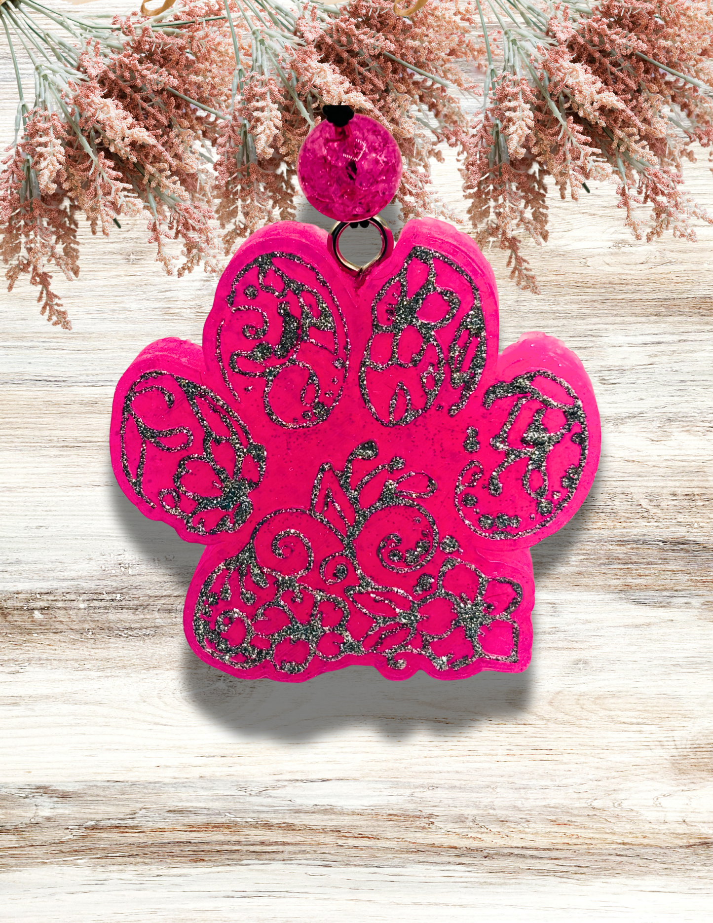 Freshie Paw Floral Scroll Pink Silver