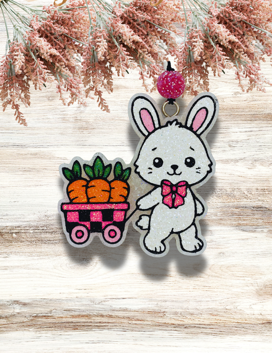 Freshie Bunny with Carrot Cart White Pink Black